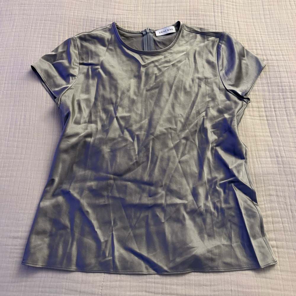 Anine Bing Gray Short Sleeve Tee